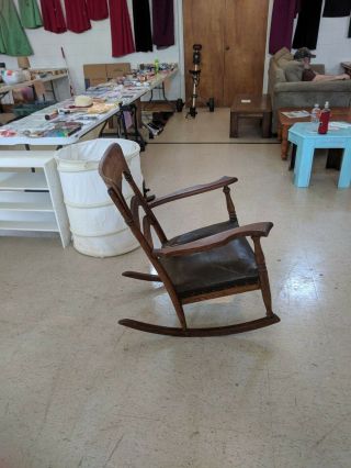 antique arts & crafts mission oak stickley rocking chair rocker 2