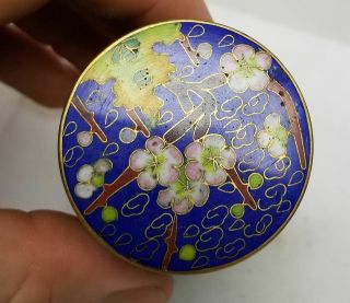 Antique Style Chinese Vintage Stacking Small Cloisonne Round Box Set Landscape 5
