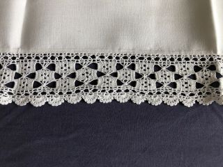 Pair Vintage White Irish Linen Oxford Style Pillow Cases Crochet Edgings 3
