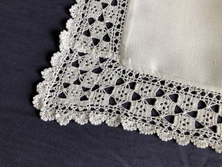 Pair Vintage White Irish Linen Oxford Style Pillow Cases Crochet Edgings 4