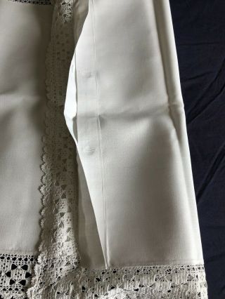 Pair Vintage White Irish Linen Oxford Style Pillow Cases Crochet Edgings 6