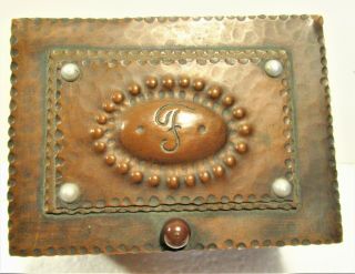 CHASED COPPER HINGED BOX,  MISSION ARTS & CRAFTS AESTHETIC FINE COND 2