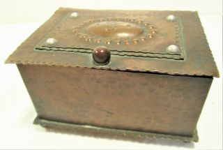 CHASED COPPER HINGED BOX,  MISSION ARTS & CRAFTS AESTHETIC FINE COND 3