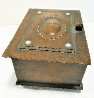 CHASED COPPER HINGED BOX,  MISSION ARTS & CRAFTS AESTHETIC FINE COND 4