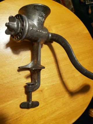 Vintage Winchester Repeating Arms Co.  Cast Iron Meat Grinder W32 Counter Clamp 4