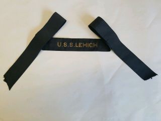 Rare Cap Hat Tally Ribbon Uss U.  S.  S.  Lehigh 1865 Civil War Ship