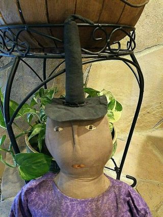 OOAK Primitive Artist Made Cloth Rag Doll WITCH by Tina Lewonski//RESERVED LIST 5