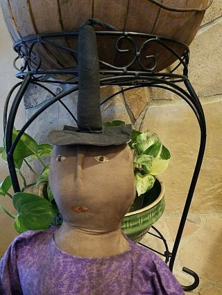 OOAK Primitive Artist Made Cloth Rag Doll WITCH by Tina Lewonski//RESERVED LIST 6