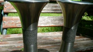 Mid Century Modern Pewter Candle Holder Pair Selandia Tinn Norway 2