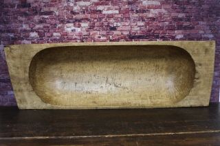 Antique Primitive Wood Trencher Dough Bowl 46  X 16  X 7  219