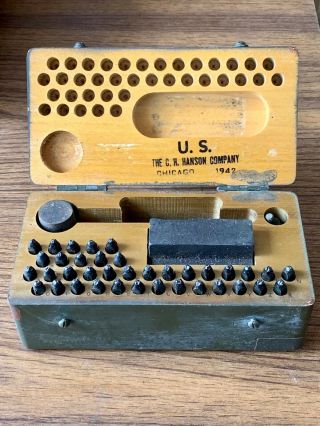 Ch Hanson Steel Stamp Set Serif Wwii Military Surplus 37 Piece