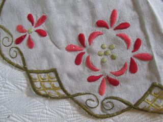 Vintage Antique Mission Arts & Crafts Embroidered Fabric Linen Table Runner