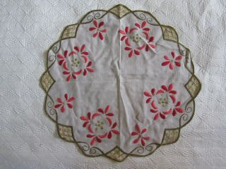 VINTAGE ANTIQUE MISSION ARTS & CRAFTS EMBROIDERED FABRIC LINEN TABLE RUNNER 2