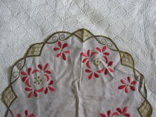 VINTAGE ANTIQUE MISSION ARTS & CRAFTS EMBROIDERED FABRIC LINEN TABLE RUNNER 4