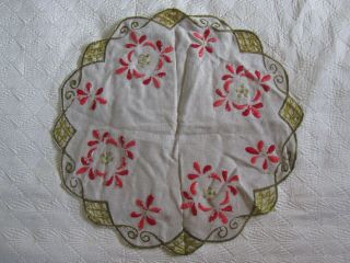 VINTAGE ANTIQUE MISSION ARTS & CRAFTS EMBROIDERED FABRIC LINEN TABLE RUNNER 5