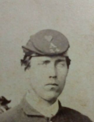 CDV - Civil War Soldier,  Company A,  24th Massachusetts on cap - PM 9/20/1865 2