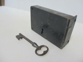 Victorian Iron Door Lock Antique Bolt Old Key Vintage French Georgian Chateau