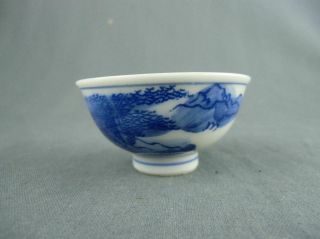 Antique Japanese Sometsuke Porcelain Sake Cup Guinomi Blue White 2in Gu150