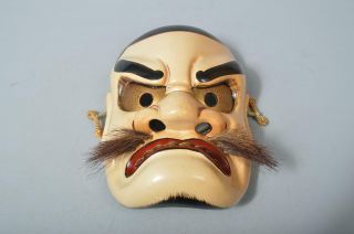 T6111: Japanese Wood Carving Person Sculpture Mask Noh Mask Kyogen Ornaments
