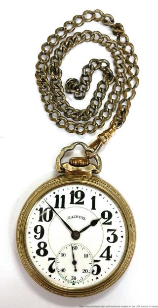 Vintage Illinois Bunn Special 60 Hour Mens Brassy 21 Jewel Pocket Watch 16s