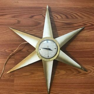 Vintage Mid Century Modern Bilt Rite Mfg Co Atomic Starburst Metal Wall Clock