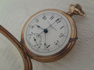 old pocket watch YORK STANDARD chronograph lever set 4