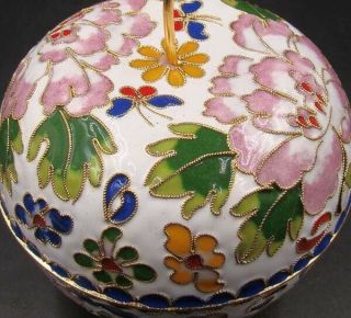 100mm Collectible Handmade Copper Brass Cloisonne Enamel Makeup Boxes Apple 4