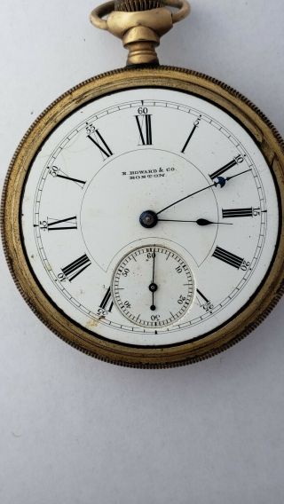 1870s E.  Howard 15 Jewels Pocket Watch In Gold Filled Case - 18s - To Fix