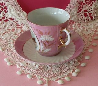 Antique Pink Luster ANGEL & Baby Scene CUP & SAUCER Shabby Cottage Chic 5