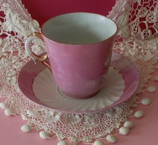 Antique Pink Luster ANGEL & Baby Scene CUP & SAUCER Shabby Cottage Chic 7