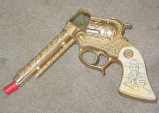 Vintage Rare Hopalong Cassidy Cap Gun Wyandotte Gold Toned White Grips