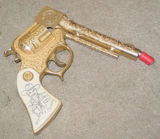 Vintage Rare Hopalong Cassidy Cap Gun Wyandotte Gold Toned White Grips 2