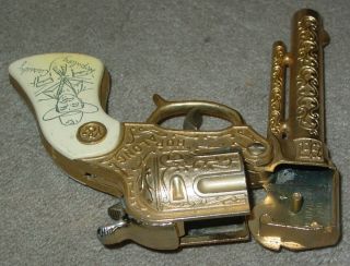 Vintage Rare Hopalong Cassidy Cap Gun Wyandotte Gold Toned White Grips 4