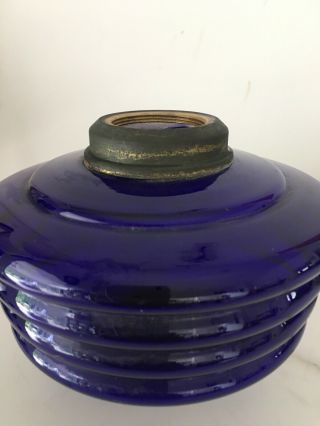 antique ink blue ridged oil lamp fount 2