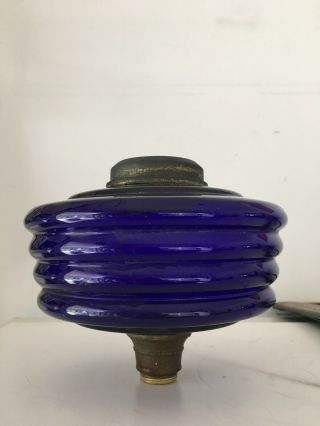 antique ink blue ridged oil lamp fount 3