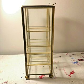 Glass & Brass Curio Case Glass Jewelry Case with Door 6