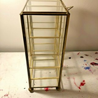 Glass & Brass Curio Case Glass Jewelry Case with Door 7