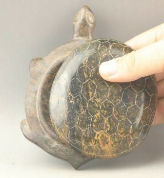 Chinese Old Natural Jade Hand - Carved Statue Dragon Tortoise Inkstone 5.  1 Inch
