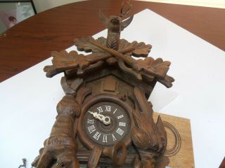 Vintage Large Black Forest Hunters Cuckoo Clock - West Germany Parts/Repair 2