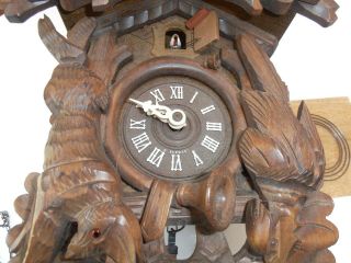 Vintage Large Black Forest Hunters Cuckoo Clock - West Germany Parts/Repair 3