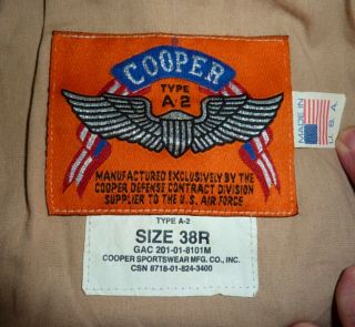 Cooper A2 leather flyers Jacket,  WW2 50th anniversary,  flying jacket 38R 2