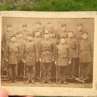 Antique Civil War Photo Of Regiment.  Armed Kepi Uniform