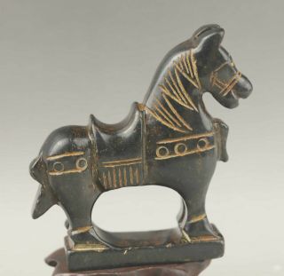 Chinese Old Jade Hand - Carved Jade Statue Horse 3 Inch