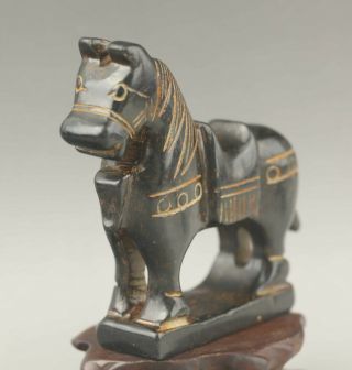 Chinese old jade hand - carved jade statue horse 3 inch 4