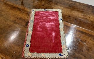 19th Century Decorative Velvet French Table Mat With Metal Thread Trim