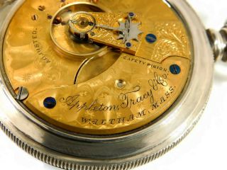 Rare Antique 18s Waltham Appleton Tracy Gold Movement Pocket Watch Serviced 7