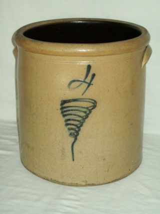 Primitive 1800 ' s 4 Bee Sting Stoneware Crock / Early 4 Gallon Antique Red Wing 2