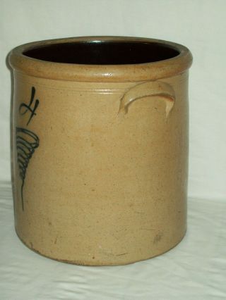 Primitive 1800 ' s 4 Bee Sting Stoneware Crock / Early 4 Gallon Antique Red Wing 3