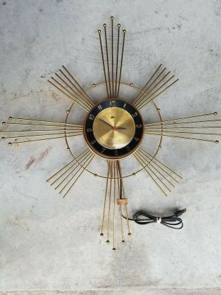Vintage Lux Sunburst Metal Wall Clock
