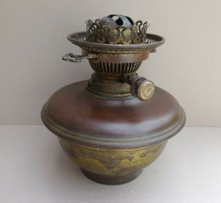 Antique Victorian Brass Oil Lamp Reservoir With Hinks Duplex No 2 Burner
